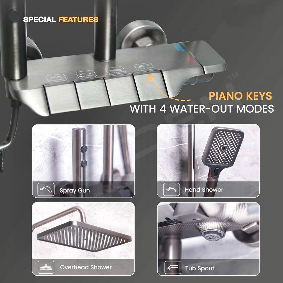 Rainfall Shower Set with Mixer | Dark Grey