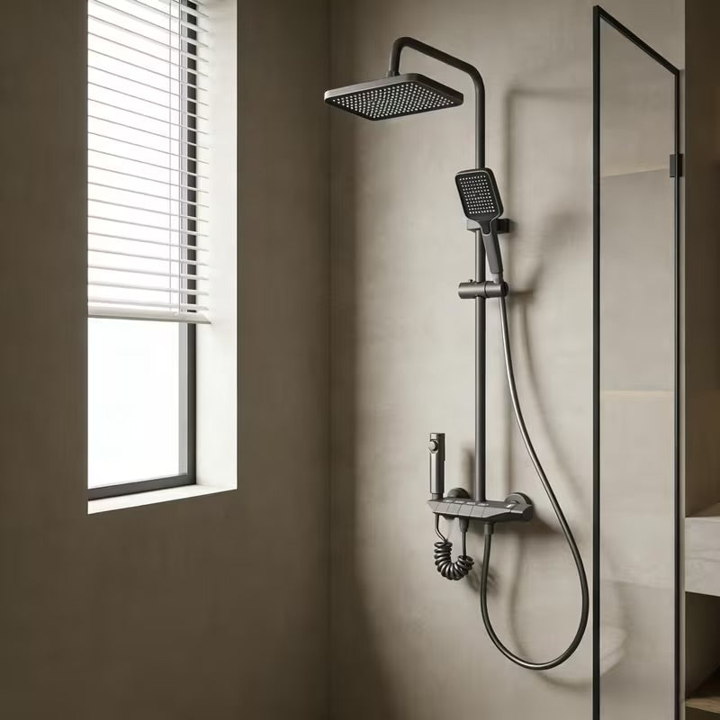 Rainfall Shower Set with Mixer | Dark Grey