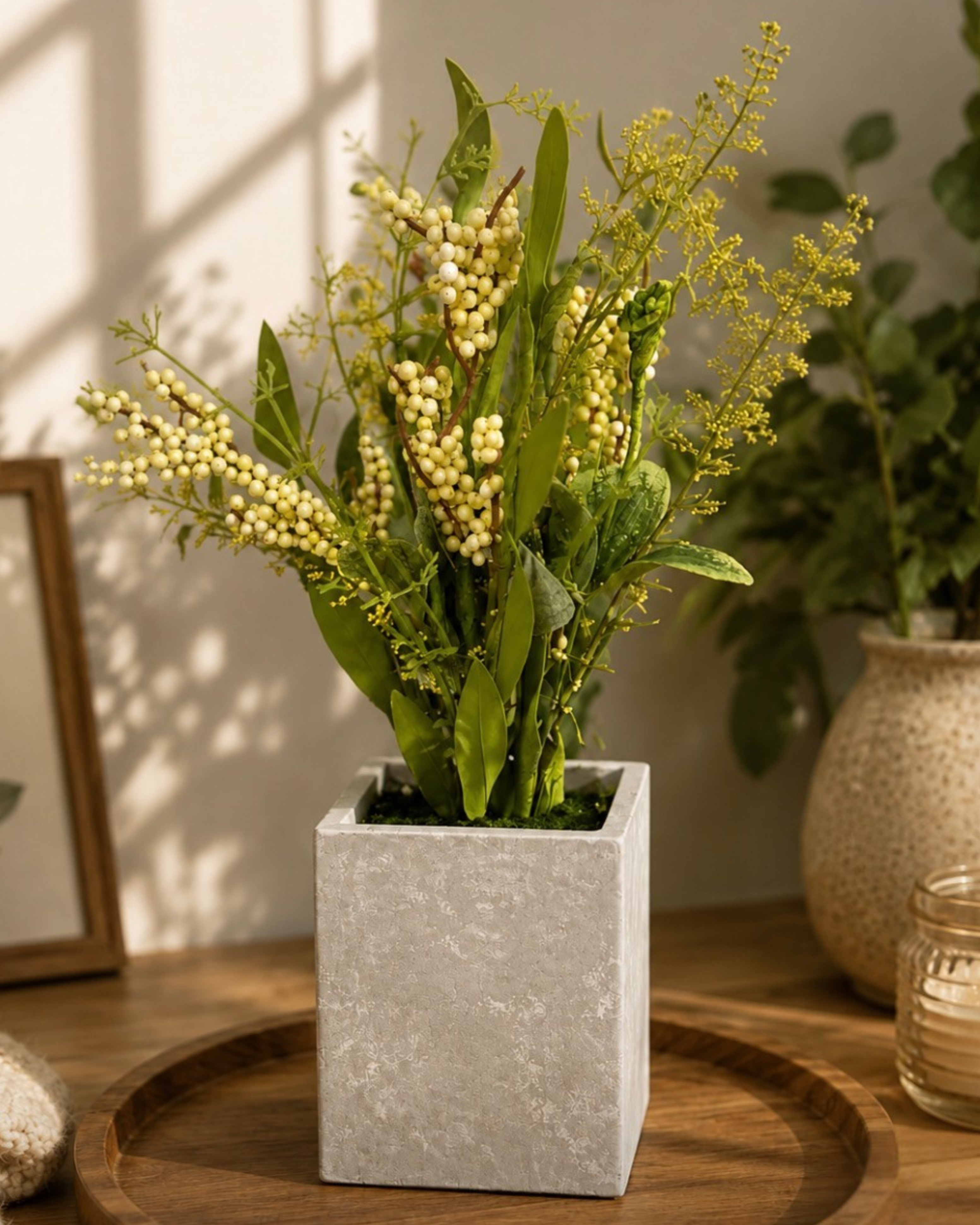 Artificial decorative Calathea plant with white pot for indoor home décor in Mauritius