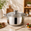 28cm Stainless Steel Soup Pot with Glass Lid