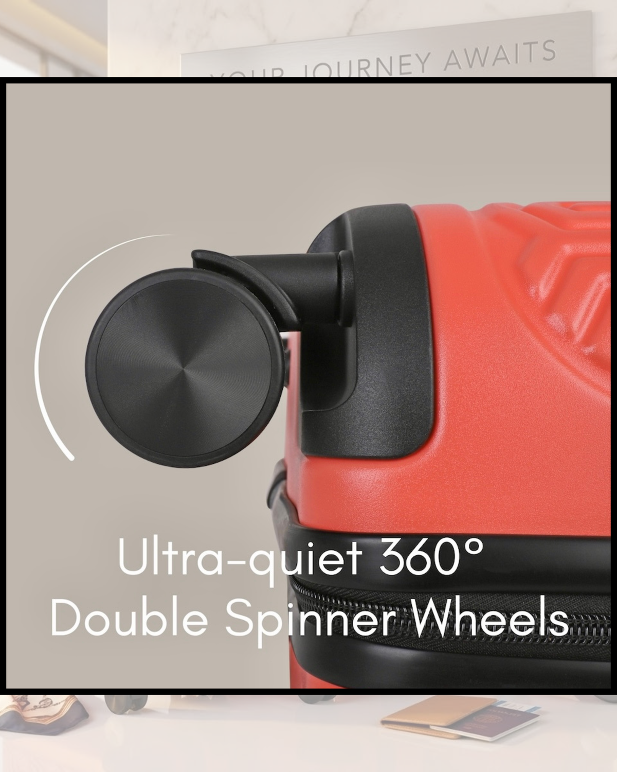 Coral Maze suitcase with ultra-quiet 360-degree double spinner wheels for smooth travel.