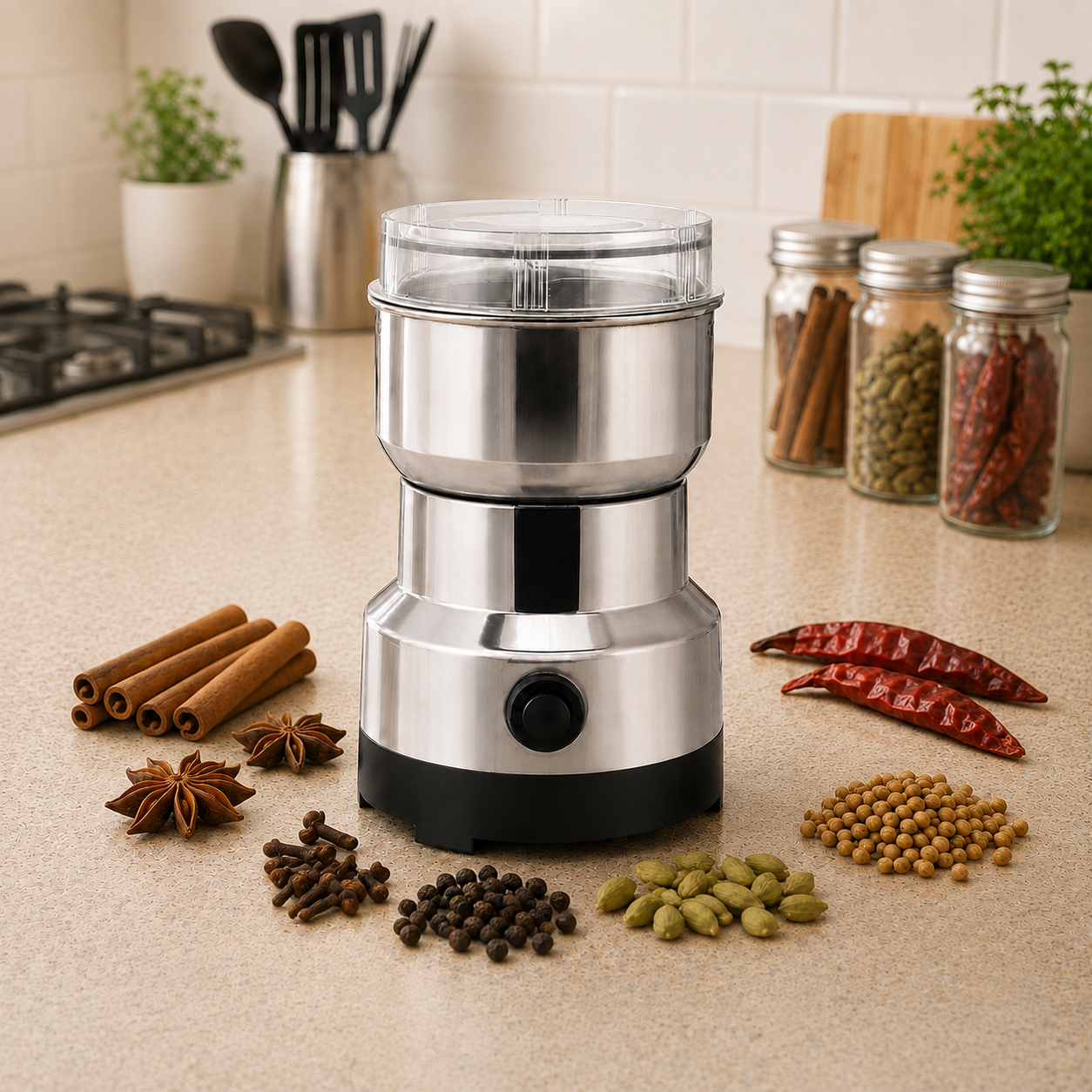 Small electric dry grinder in stainless steel for spices and coffee beans – Rs390 at China Home Store Mauritius