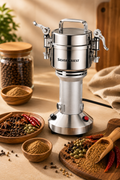 Electric stainless steel spice grinder for grinding spices, herbs, coffee beans, and dry ingredients.