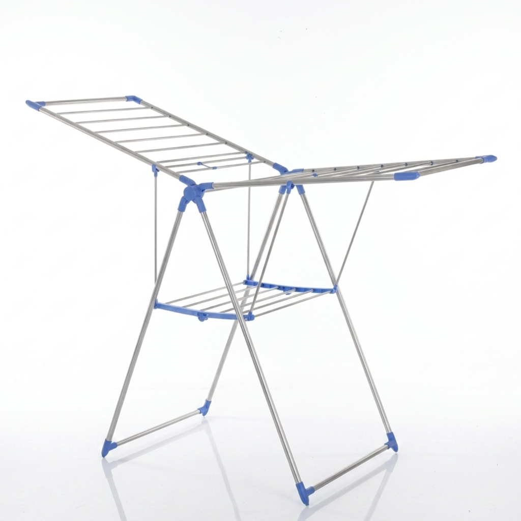 Foldable wing clothes drying rack 