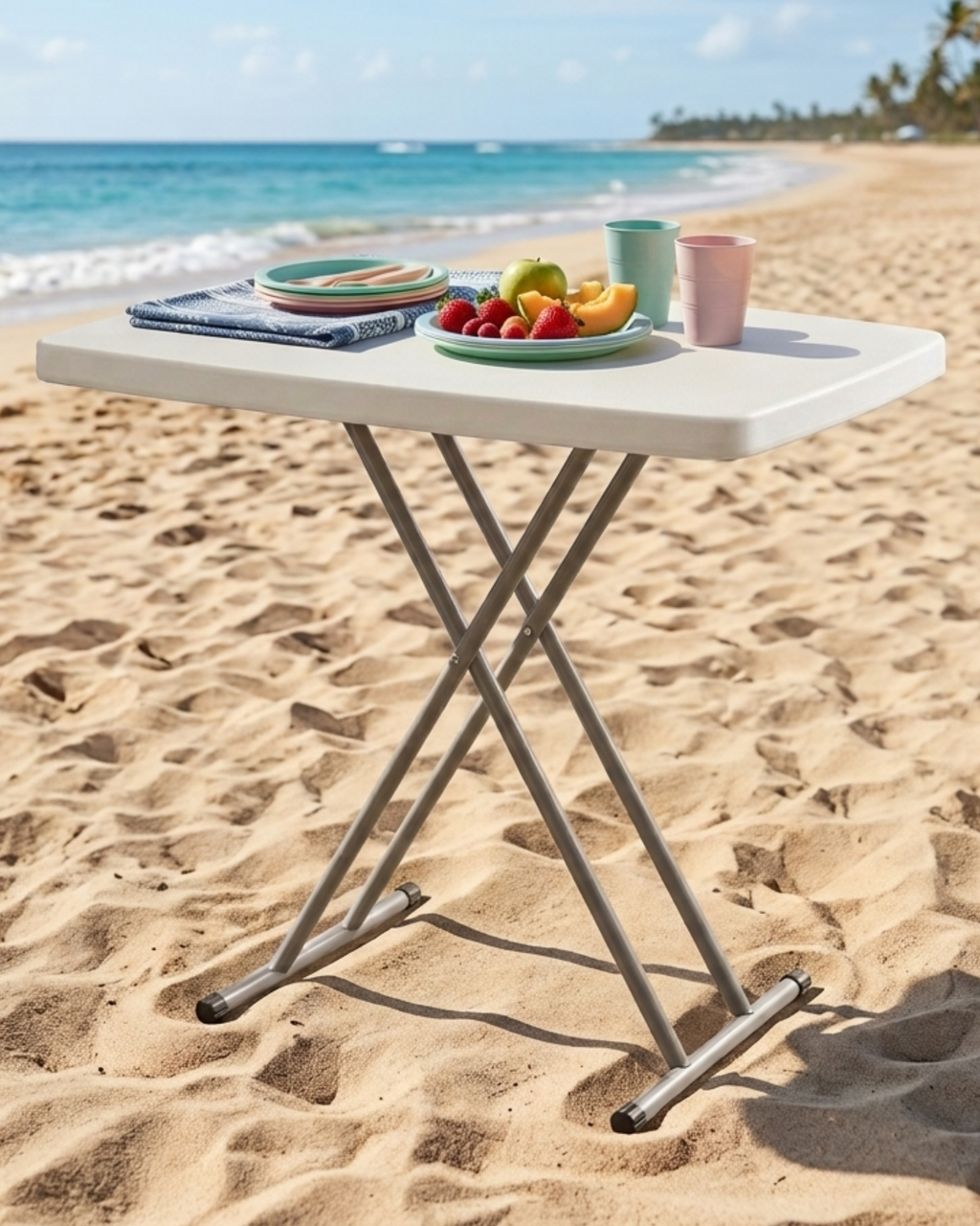 Mini foldable table 74x50x76cm for indoor, outdoor, picnic and camping use