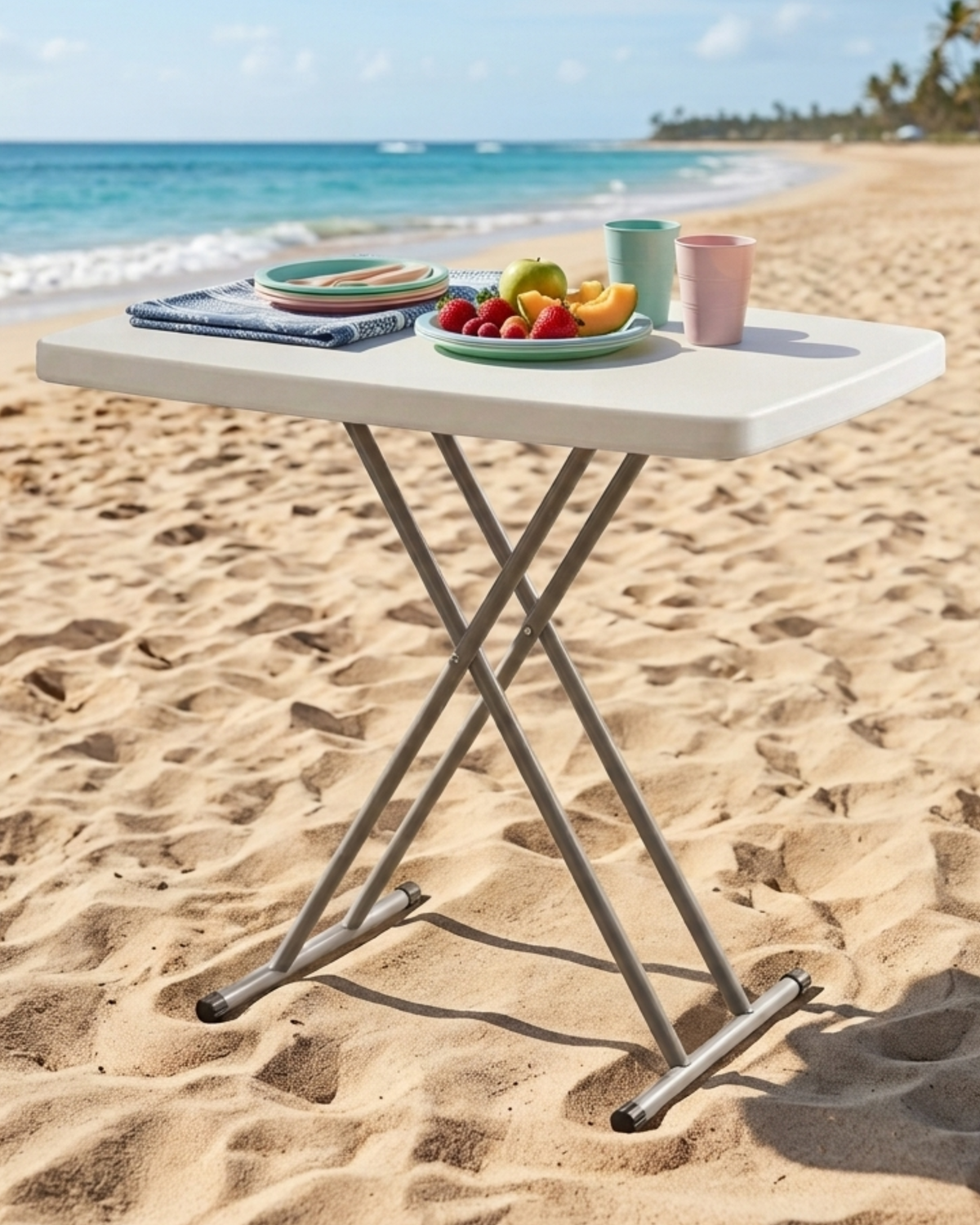 Mini foldable table 74x50x76cm for indoor, outdoor, picnic and camping use