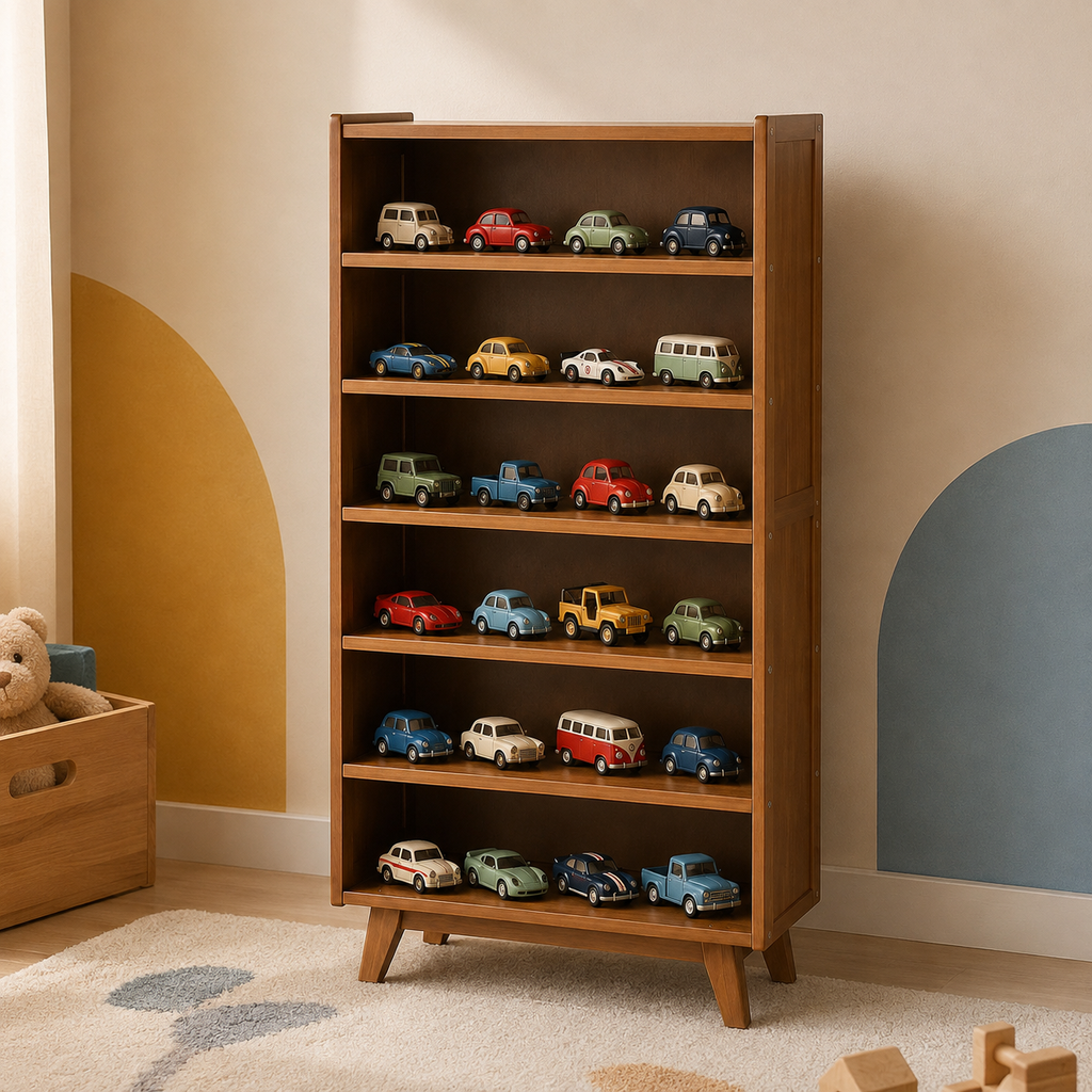 Nordic 6-tier storage shelf with plates, bowls and glasses