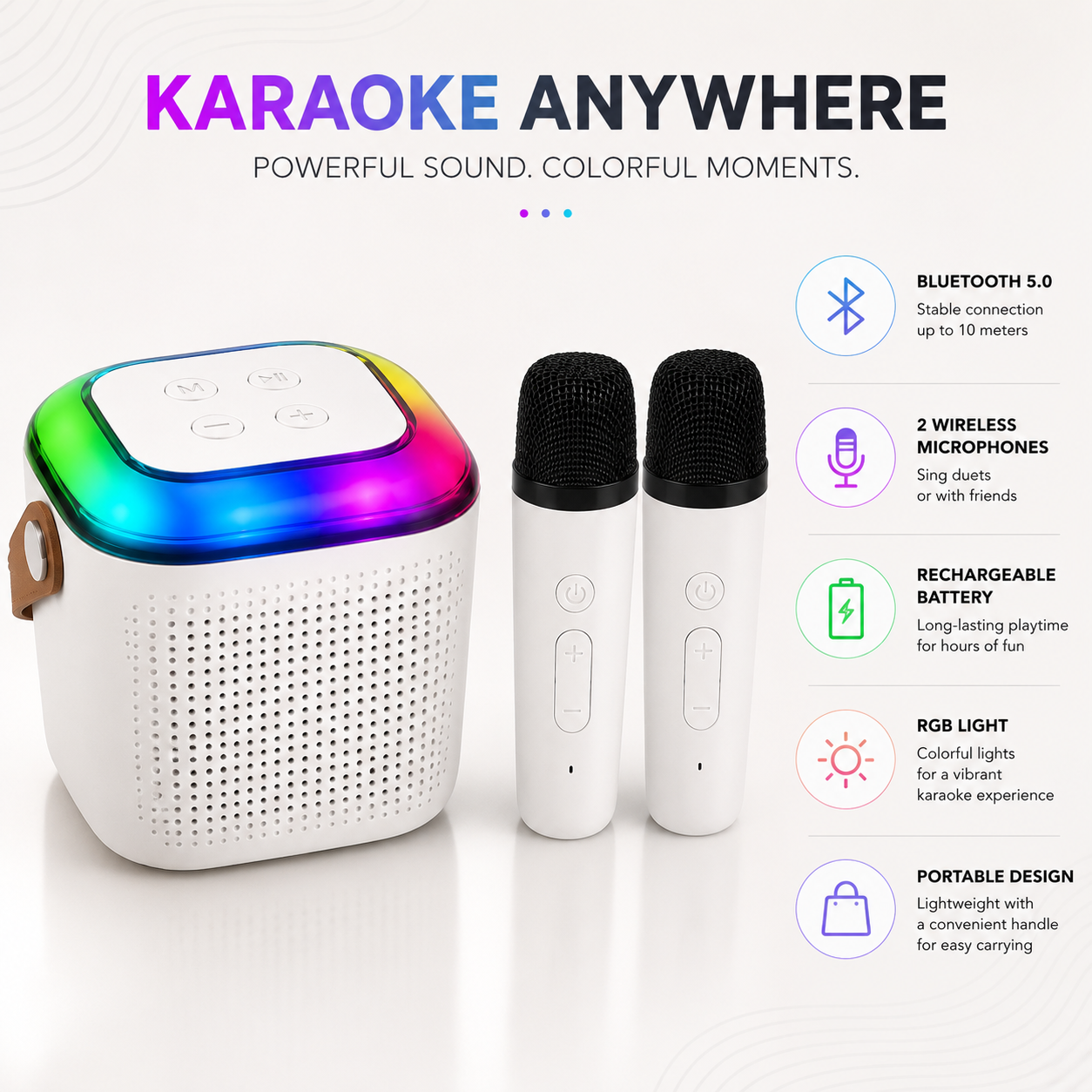 Portable Bluetooth karaoke speaker with key features