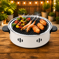 Portable charcoal BBQ grill in white with tabletop design for outdoor cooking and camping in Mauritius